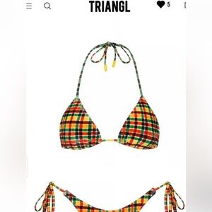 triangl swimwear Multicolor Plaid Triangle Bikini Top - Red Yellow Green Black